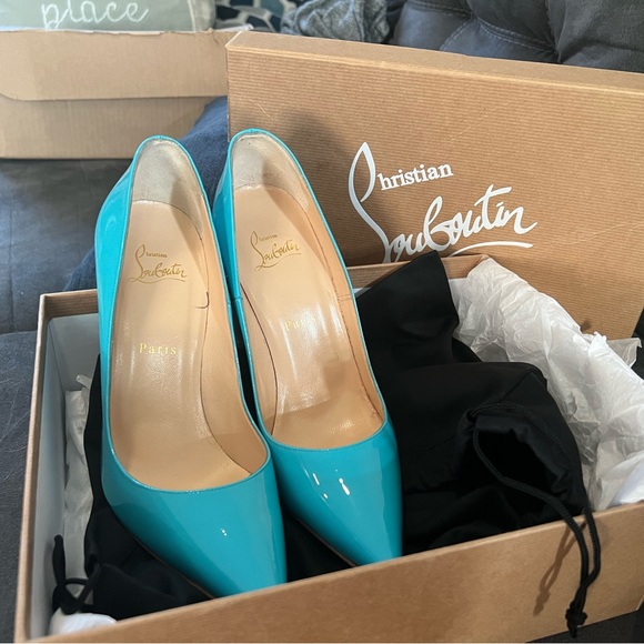 Christian Louboutin So Kate 120mm Sky Blue Patent Pumps - Picture 8 of 11